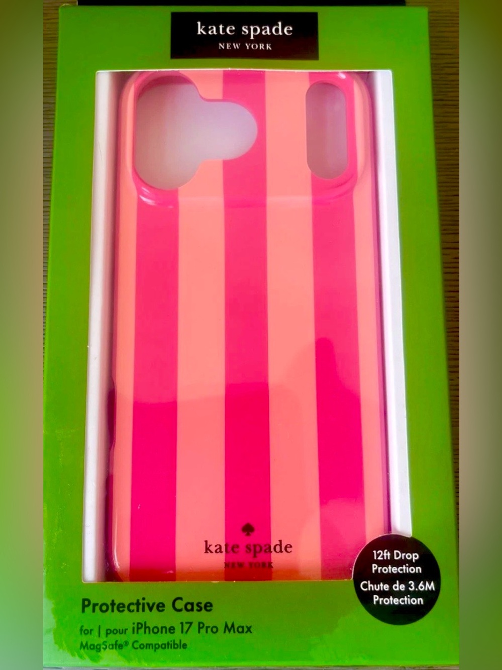 NEW KATE SPADE iPhone 17
ProMax Case MagSafe in Pink/Orange vertical stripes